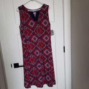 CATHERINES | Navy & Red Patterned Dress | SIZE 0X